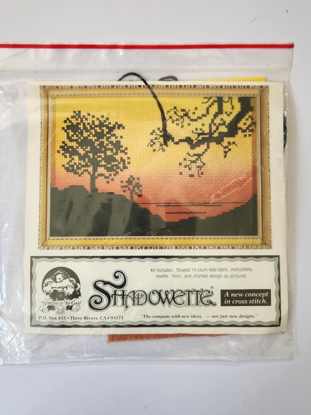 Shadowette Vintage Cross Stitch Kit Sunset Tree Scene